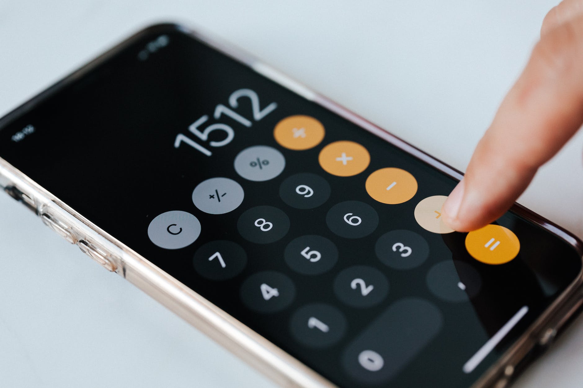 close up photo of calculator display on a smartphone